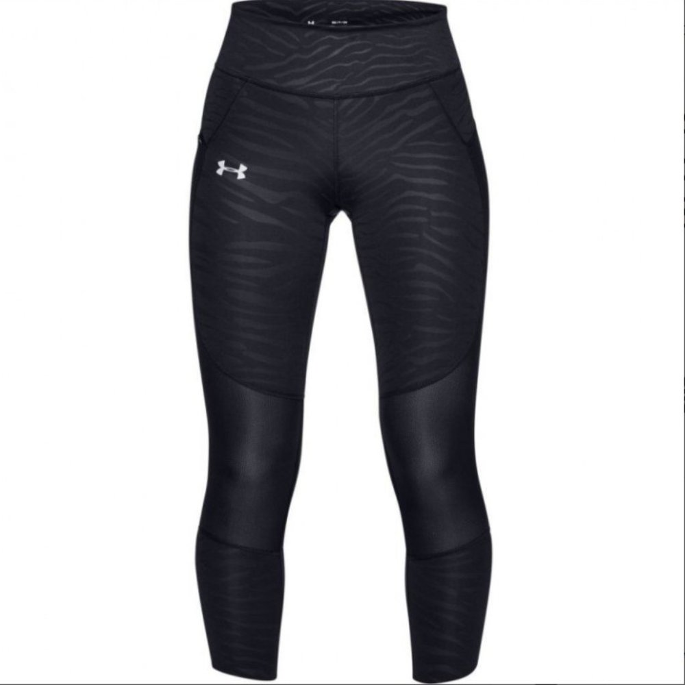 *NEW* Under Armour SpeedPocket Run Crop Printed Leggings - Black - Small